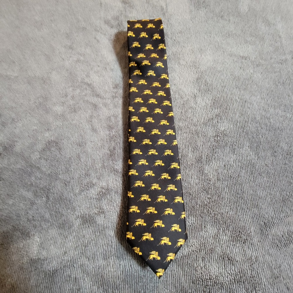 Fabris Venezia Silk Tie Black Gold Winged Lion of St Mark Italy Vintage Luxury